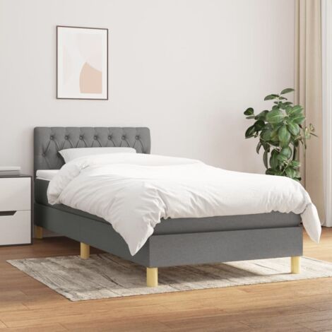 Boxspringbett mit Matratze Dunkelgrau 90x200 cm Stoff vidaXL