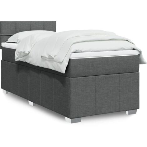 Boxspringbett mit Matratze Dunkelgrau 90x200 cm Stoff vidaXL