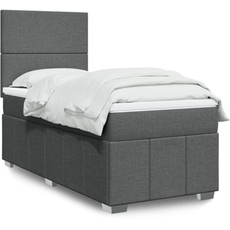 Boxspringbett mit Matratze Dunkelgrau 90x200 cm Stoff vidaXL