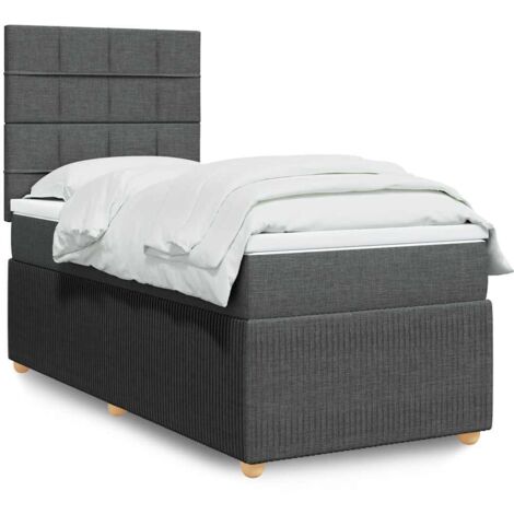 Boxspringbett mit Matratze Dunkelgrau 90x200 cm Stoff vidaXL