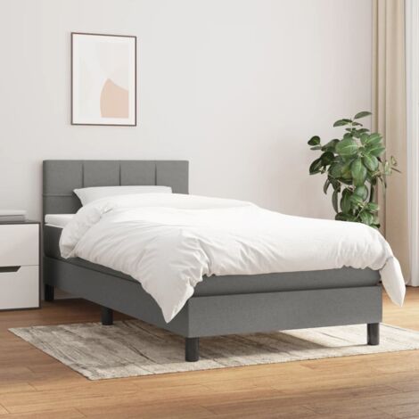 Boxspringbett mit Matratze Dunkelgrau 90x200 cm Stoff vidaXL
