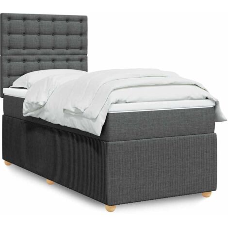Boxspringbett mit Matratze Dunkelgrau 90x200 cm Stoff vidaXL