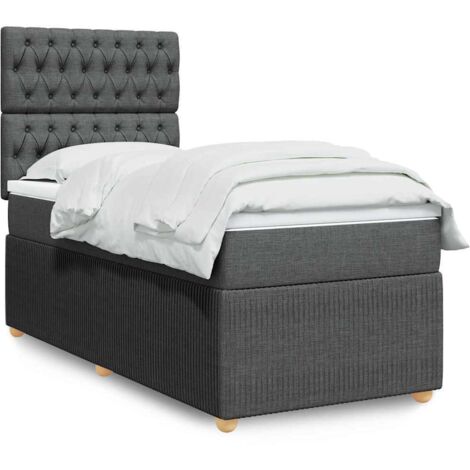 Boxspringbett mit Matratze Dunkelgrau 90x200 cm Stoff vidaXL