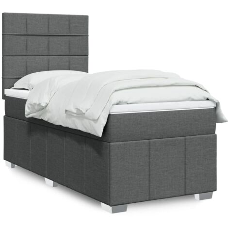 Boxspringbett mit Matratze Dunkelgrau 90x200 cm Stoff vidaXL378098
