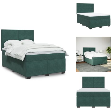 Boxspringbett mit Matratze Dunkelgrün 160x200 cm Samt - Boxspringbett - Boxspringbetten - Bett - Betten