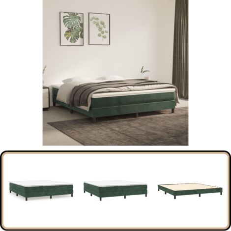 Boxspringbett mit Matratze Dunkelgrün 160x200 cm Samt - Boxspringbett - Doppelbett - Samtbett - Dunkelgrünes Bett - Luxusbett