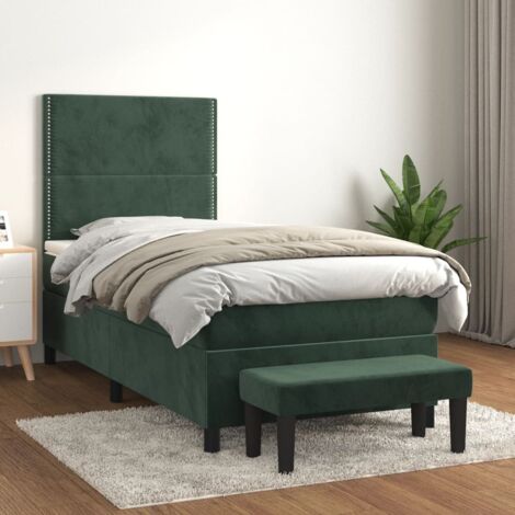 Boxspringbett mit Matratze Dunkelgrün 90x190 cm Samt vidaXL