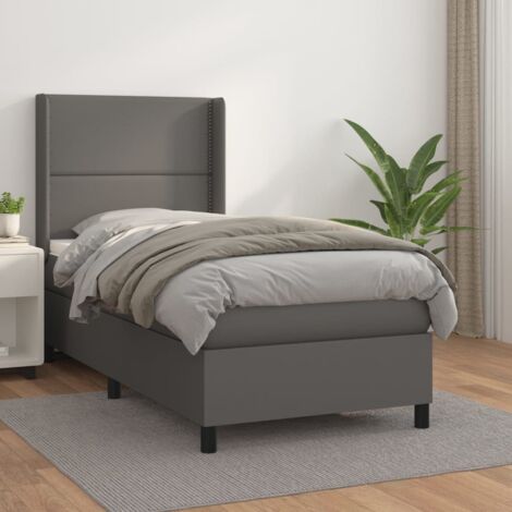 Boxspringbett mit Matratze Grau 100x200 cm Kunstleder vidaXL