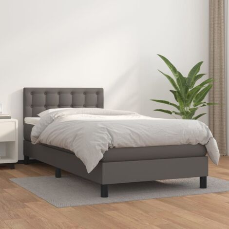Boxspringbett mit Matratze Grau 100x200 cm Kunstleder vidaXL