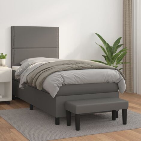 Boxspringbett mit Matratze Grau 100x200 cm Kunstleder vidaXL