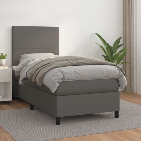 Boxspringbett mit Matratze Grau 100x200 cm Kunstleder vidaXL