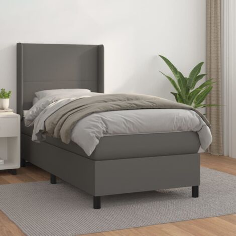 Boxspringbett mit Matratze Grau 100x200 cm Kunstleder vidaXL