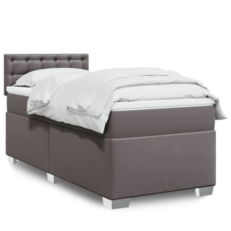 Boxspringbett mit Matratze Grau 100x200 cm Kunstleder vidaXL