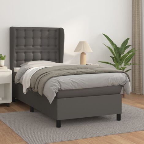 Boxspringbett mit Matratze Grau 100x200 cm Kunstleder vidaXL