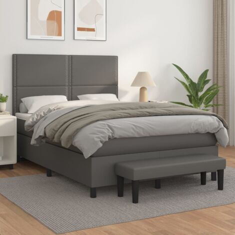 Boxspringbett mit Matratze Grau 140x200 cm Kunstleder vidaXL