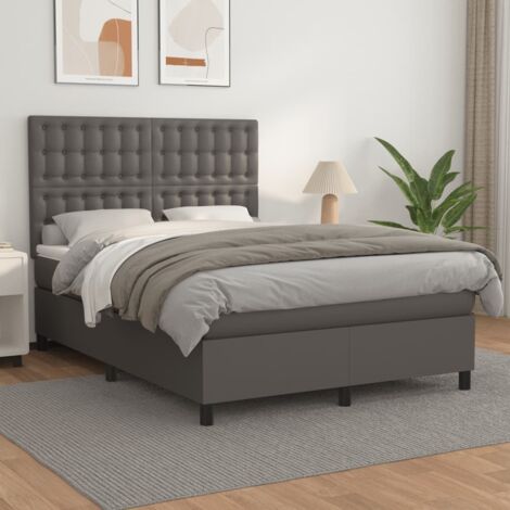 Boxspringbett mit Matratze Grau 140x200 cm Kunstleder vidaXL