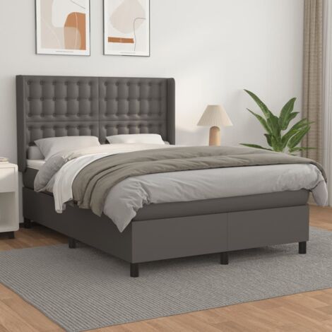Boxspringbett mit Matratze Grau 140x200 cm Kunstleder vidaXL
