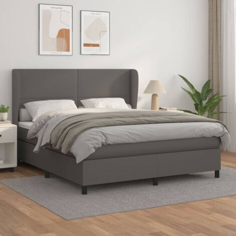 Boxspringbett mit Matratze Grau 160x200 cm Kunstleder vidaXL
