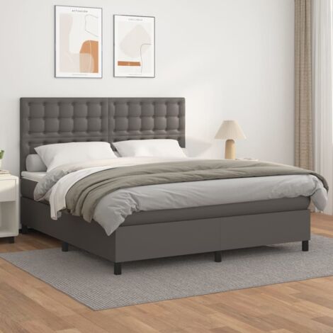 Boxspringbett mit Matratze Grau 160x200 cm Kunstleder vidaXL