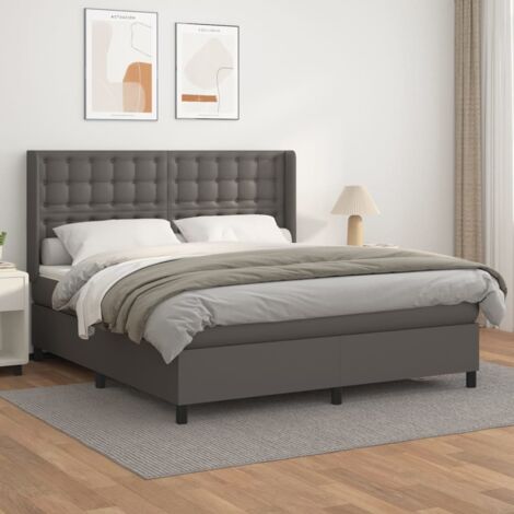Boxspringbett mit Matratze Grau 160x200 cm Kunstleder vidaXL
