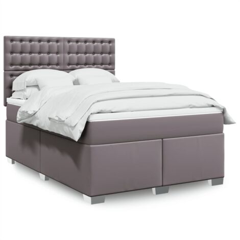 Boxspringbett mit Matratze Grau 160x200 cm Kunstleder vidaXL