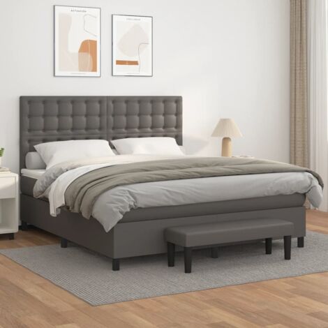 Boxspringbett mit Matratze Grau 160x200 cm Kunstleder vidaXL