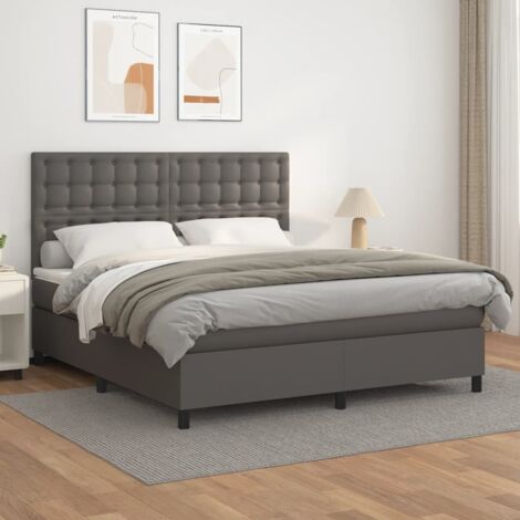 Boxspringbett mit Matratze Grau 180x200 cm Kunstleder vidaXL