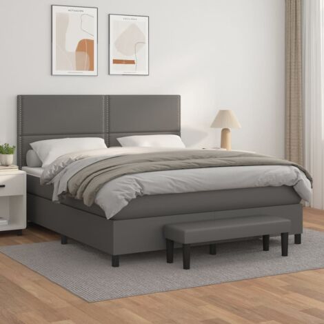 Boxspringbett mit Matratze Grau 180x200 cm Kunstleder vidaXL
