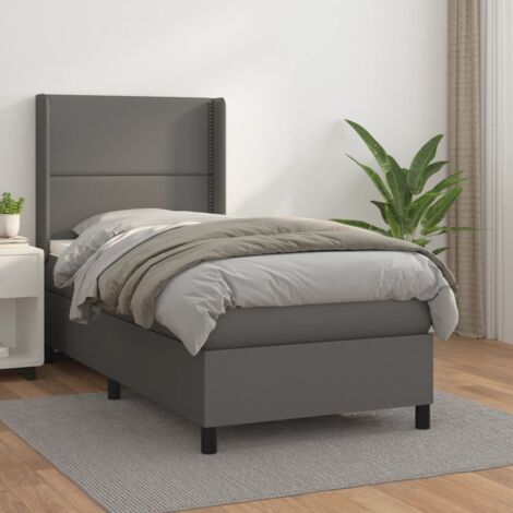 Boxspringbett mit Matratze Grau 90x200 cm Kunstleder vidaXL