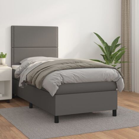 Boxspringbett mit Matratze Grau 90x200 cm Kunstleder vidaXL