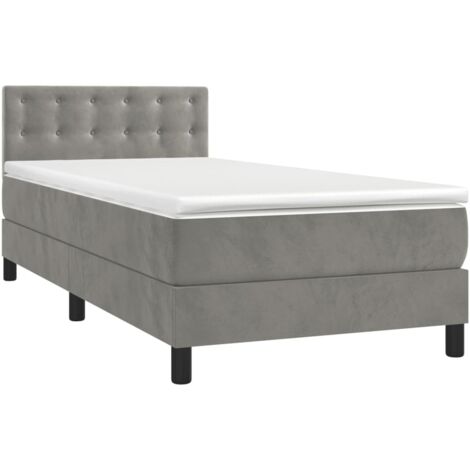 Boxspringbett mit Matratze Hellgrau 100x200 cm Samt vidaXL
