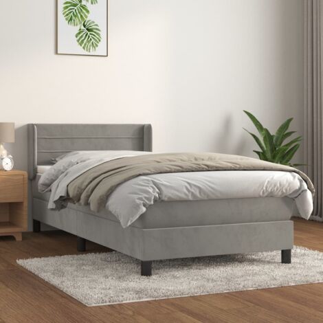 Boxspringbett mit Matratze Hellgrau 100x200 cm Samt vidaXL