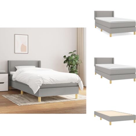 Boxspringbett mit Matratze Hellgrau 100x200 cm Stoff - Boxspringbett - Doppelbett - Bettenrahmen - Lattenrost - Matratze