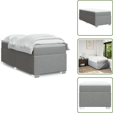 Boxspringbett mit Matratze Hellgrau 100x200 cm Stoff - Boxspringbett - Doppelbett - Bettenrahmen - Matratze - Matratzenauflage