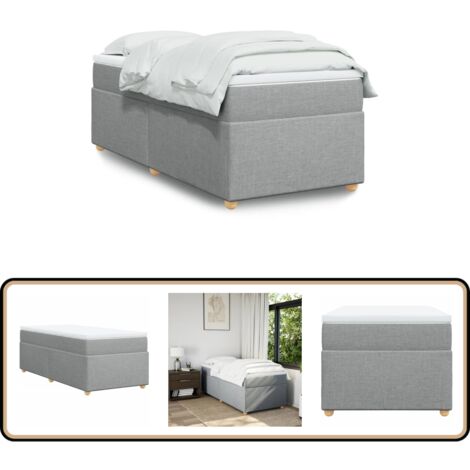 Boxspringbett mit Matratze Hellgrau 100x200 cm Stoff - Boxspringbett - Doppelbett - Bettenrahmen - Schlafsystem - Polsterbett