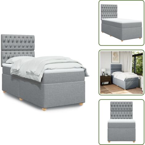 Boxspringbett mit Matratze Hellgrau 100x200 cm Stoff - Boxspringbett - Doppelbett - Bettenrahmen - Schlafsystem - Polsterbett