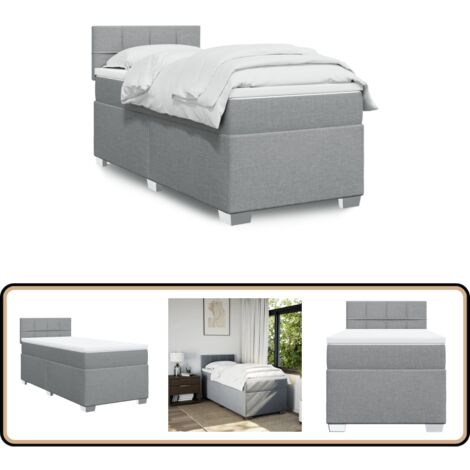 Boxspringbett mit Matratze Hellgrau 100x200 cm Stoff - Boxspringbett - Doppelbett - Bettsofa - Schlafsystem - Polsterbett
