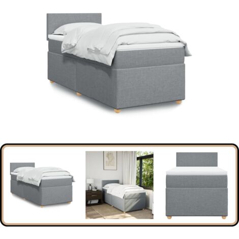 Boxspringbett mit Matratze Hellgrau 100x200 cm Stoff - Boxspringbett - Doppelbett - Bettsofa - Schlafsystem - Polsterbett