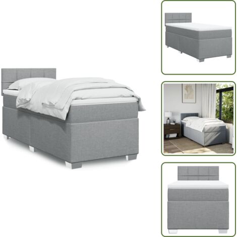 Boxspringbett mit Matratze Hellgrau 100x200 cm Stoff - Boxspringbett - Doppelbett - Bettsofa - Schlafsystem - Polsterbett