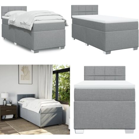 Boxspringbett mit Matratze Hellgrau 100x200 cm Stoff - Boxspringbett - Doppelbett - Bettsofa - Schlafsystem - Polsterbett - Home & Living