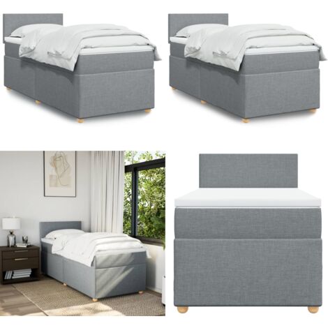 Boxspringbett mit Matratze Hellgrau 100x200 cm Stoff - Boxspringbett - Doppelbett - Bettsofa - Schlafsystem - Polsterbett - Home & Living