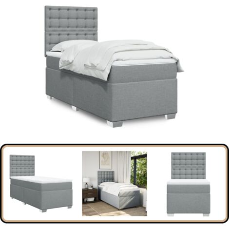 Boxspringbett mit Matratze Hellgrau 100x200 cm Stoff - Boxspringbett - Doppelbett - Bettsystem - Schlafsofa - Polsterbett