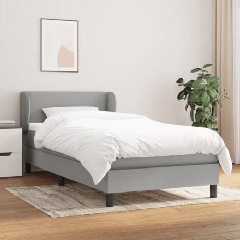 Boxspringbett mit Matratze Hellgrau 100x200 cm Stoff vidaXL
