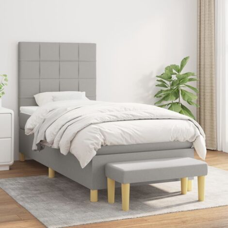 Boxspringbett mit Matratze Hellgrau 100x200 cm Stoff vidaXL