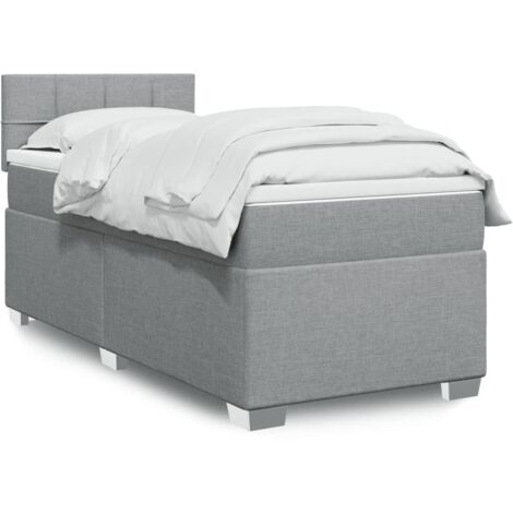Boxspringbett mit Matratze Hellgrau 100x200 cm Stoff vidaXL