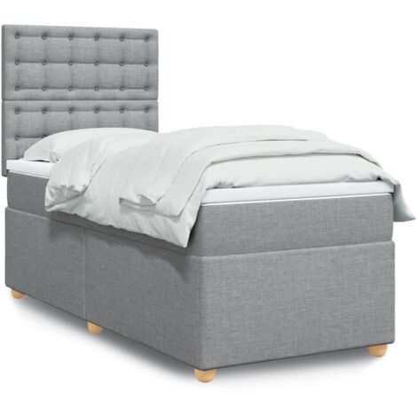 Boxspringbett mit Matratze Hellgrau 100x200 cm Stoff vidaXL
