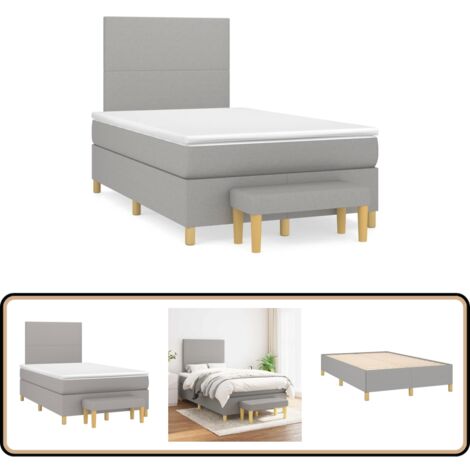 Boxspringbett mit Matratze Hellgrau 120x190 cm Stoff - Boxspringbett - Doppelbett - Bettenrahmen - Schlafsofa - Liegefläche 120x190 Cm