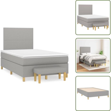 Boxspringbett mit Matratze Hellgrau 120x190 cm Stoff - Boxspringbett - Doppelbett - Bettenrahmen - Schlafsofa - Liegefläche 120x190 Cm