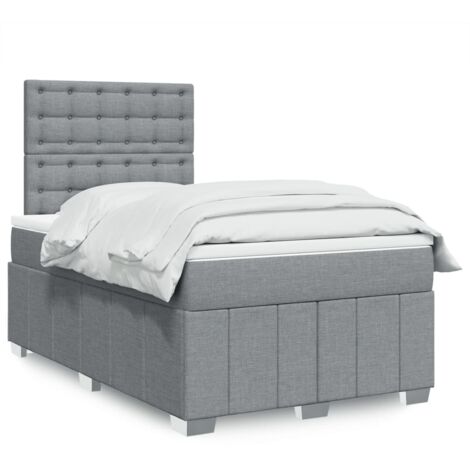 Boxspringbett mit Matratze Hellgrau 120x190 cm Stoff vidaXL