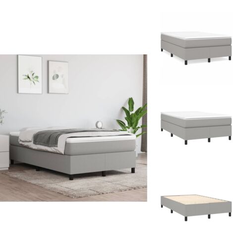Boxspringbett mit Matratze Hellgrau 120x200 cm Stoff - Boxspringbett - Doppelbett - Bettenrahmen - Matratze - Matratzenauflage